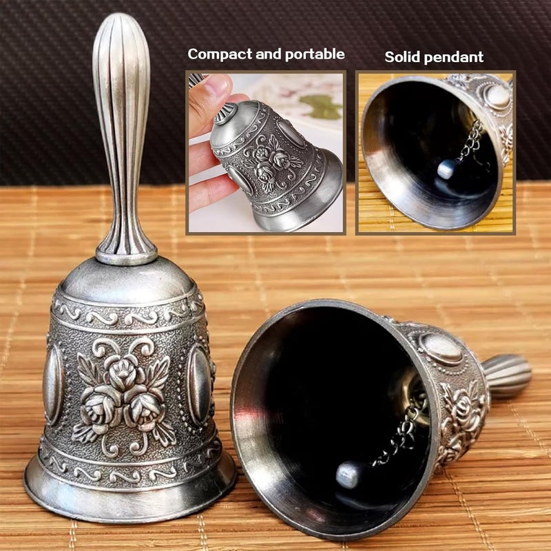 ARKLOID 1 Pack Vintage Hand Bell for Wedding,Dinner,Gift (Antique Silver) - Image 3